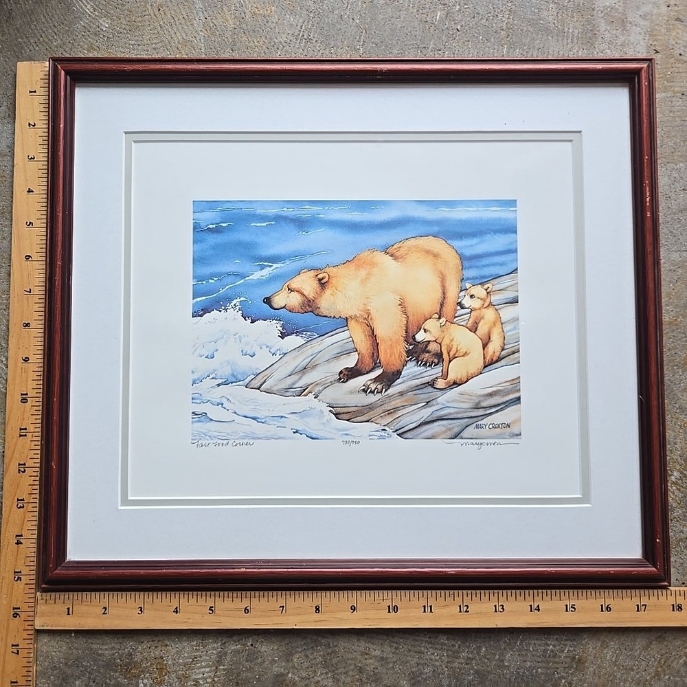 Mary Croxton Signed Limited Edt Print Fast Food Corner Alaska Bear Framed 15x18"